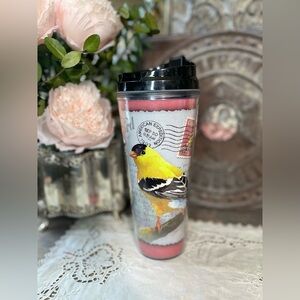 American expedition goldfinch bird travel mug plastic cup